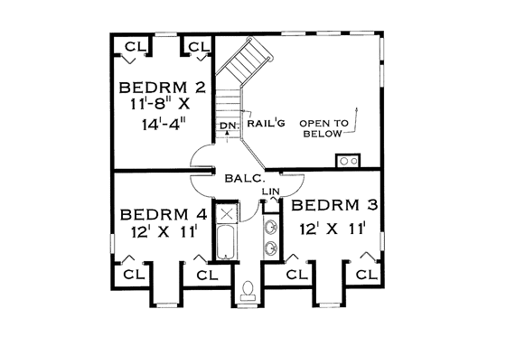 Floor Plan - Upper Floor for Farmhouse House Plan #3-236 - 4 bed, 2.5 bath