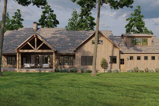 Exterior - Rear Elevation 1 for Farmhouse House Plan #923-327 - 3 bed, 2.5 bath