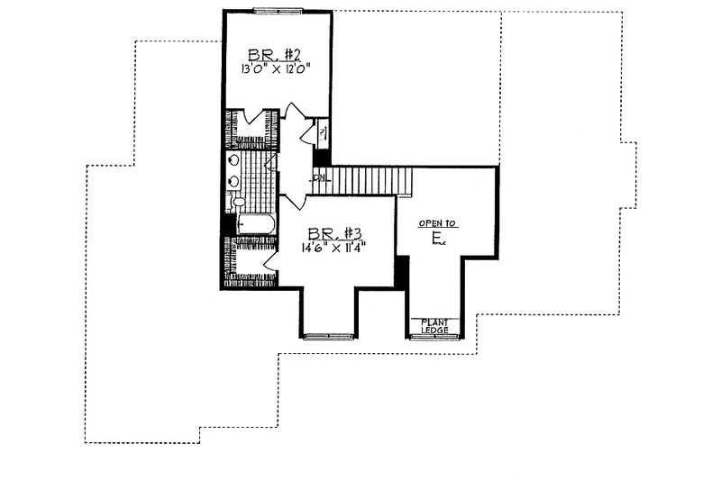 House Blueprint - Floor Plan - Upper Floor for Country House Plan #70-1334 - 3 bed, 2.5 bath