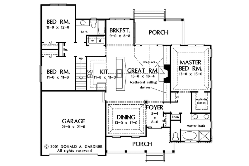 Dream House Plan - Floor Plan - Main Floor for Country House Plan #929-640 - 3 bed, 2 bath