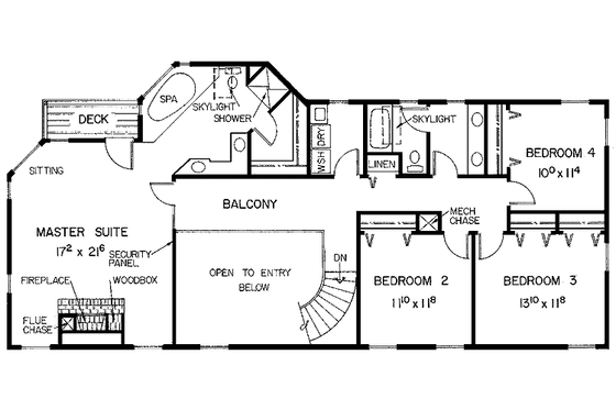 Floor Plan - Upper Floor for Traditional House Plan #60-991 - 4 bed, 3 bath