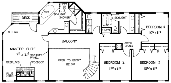 Home Plan - Traditional Floor Plan - Upper Floor Plan #60-991