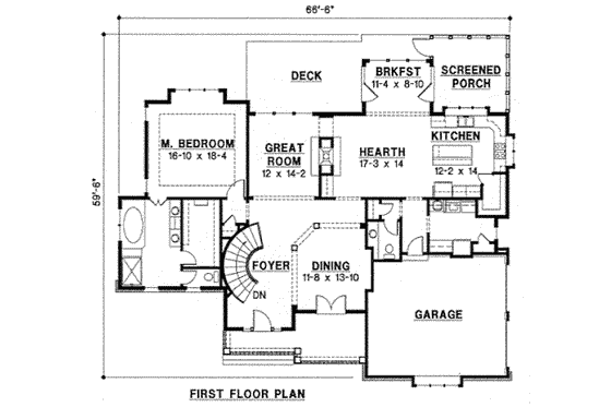 Floor Plan - Main Floor for Traditional House Plan #67-757 - 4 bed, 3.5 bath