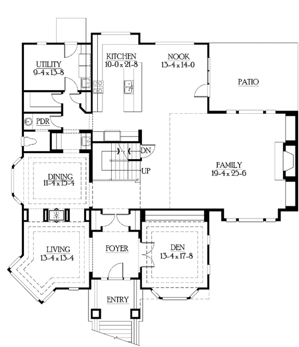 Architectural House Design - Craftsman Floor Plan - Main Floor Plan #132-452