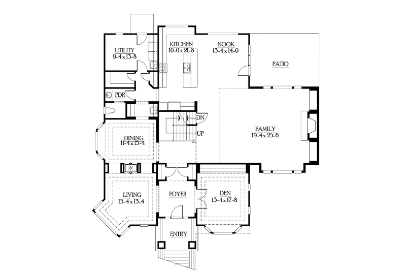 Home Plan - Floor Plan - Main Floor for Craftsman House Plan #132-452 - 4 bed, 3.5 bath