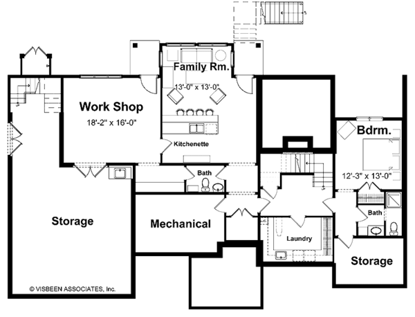 Country Floor Plan - Lower Floor Plan #928-47
