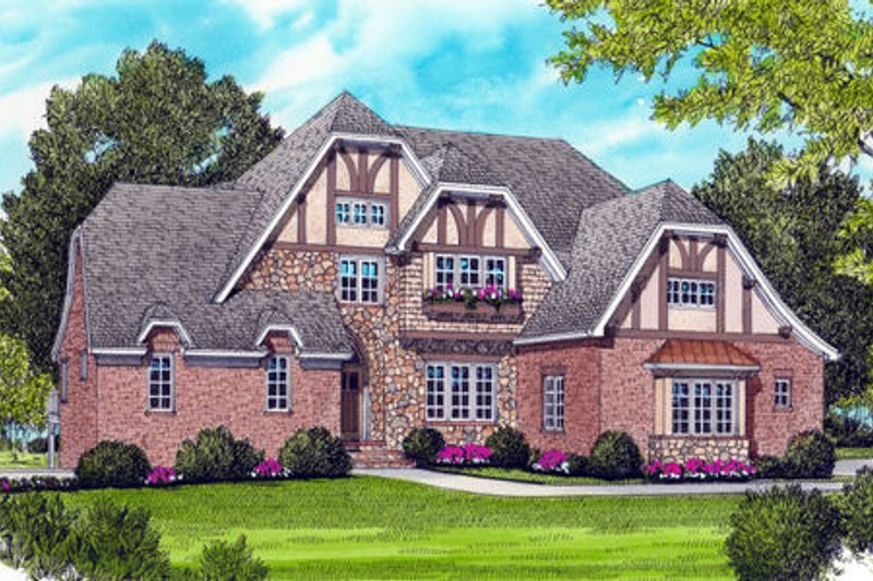 Architectural House Design - Tudor Exterior - Front Elevation Plan #413-816