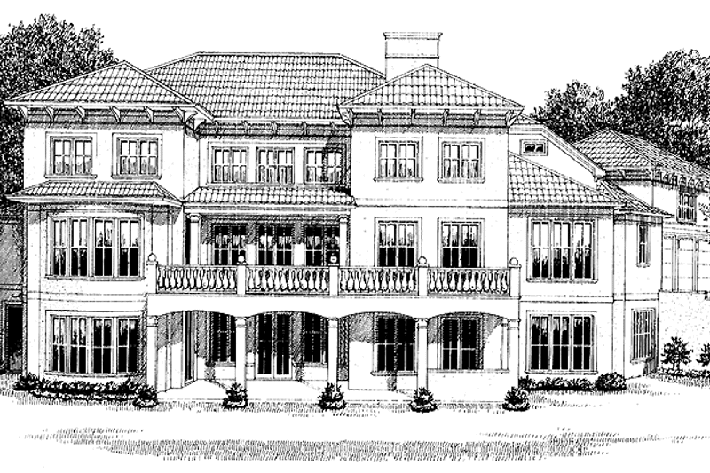 Architectural House Design - Exterior - Rear Elevation for Mediterranean House Plan #453-366 - 4 bed, 5.5 bath