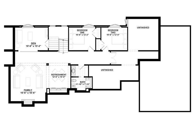 Architectural House Design - Floor Plan - Lower Floor for Contemporary House Plan #928-311 - 3 bed, 2.5 bath