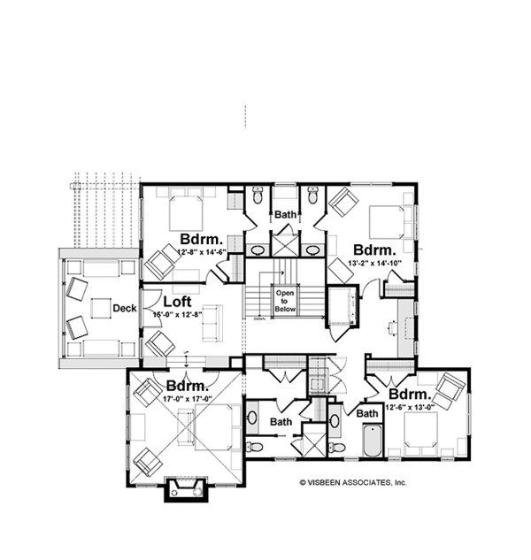 House Blueprint - Craftsman Floor Plan - Upper Floor Plan #928-229