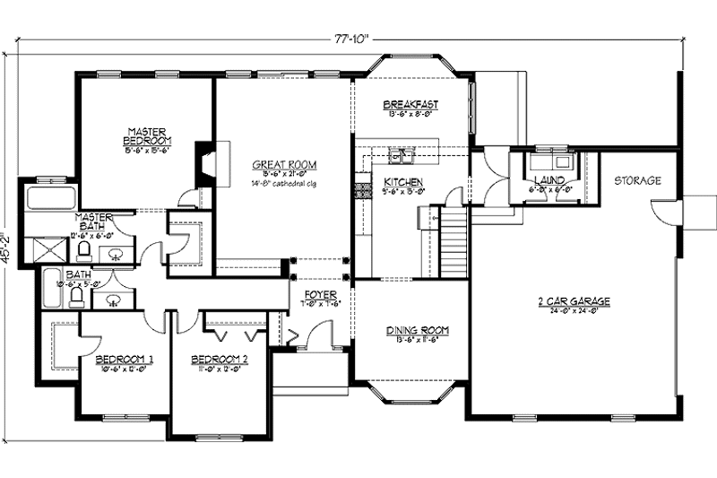 Dream House Plan - Floor Plan - Main Floor for Prairie House Plan #978-26 - 3 bed, 2 bath