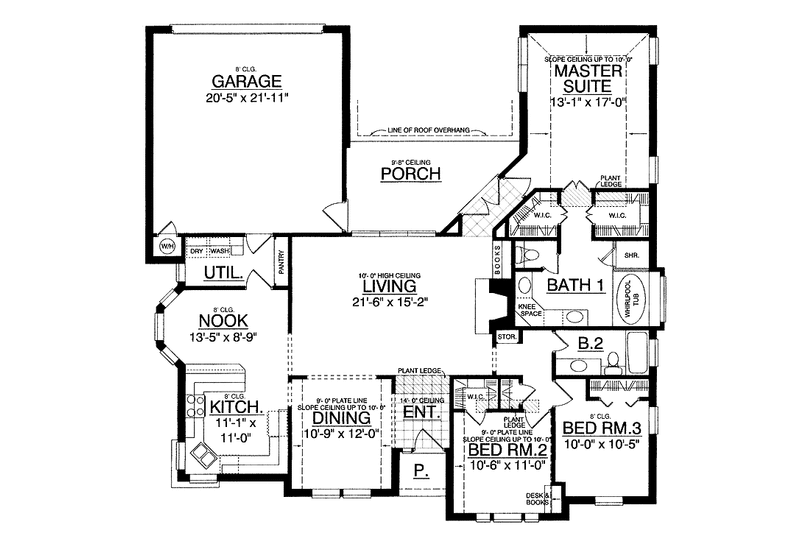 Architectural House Design - Floor Plan - Main Floor for Traditional House Plan #40-473 - 3 bed, 2 bath