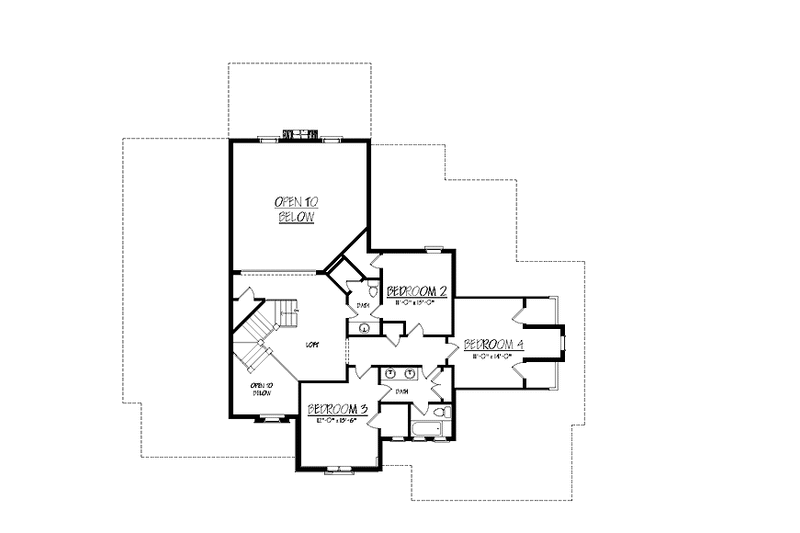 Architectural House Design - Floor Plan - Upper Floor for Craftsman House Plan #937-2 - 4 bed, 3 bath