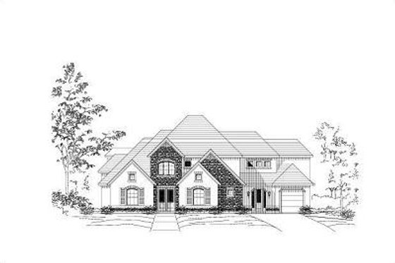 Exterior - Front Elevation for Traditional House Plan #411-384 - 5 bed, 4.5 bath