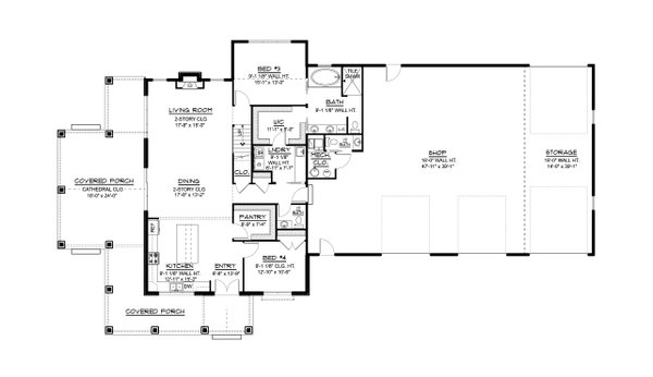 House Plan Design - Farmhouse Floor Plan - Main Floor Plan #1064-170