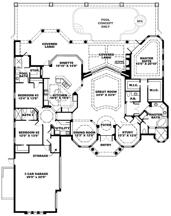 Dream House Plan - Mediterranean Floor Plan - Main Floor Plan #1017-144