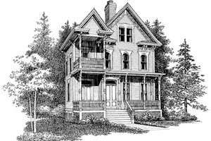 Exterior - Front Elevation 3 for Victorian House Plan #72-885 - 3 bed, 3.5 bath