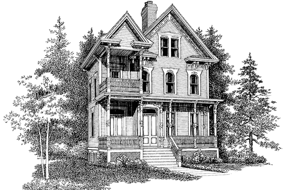 Exterior - Front Elevation 3 for Victorian House Plan #72-885 - 3 bed, 3.5 bath