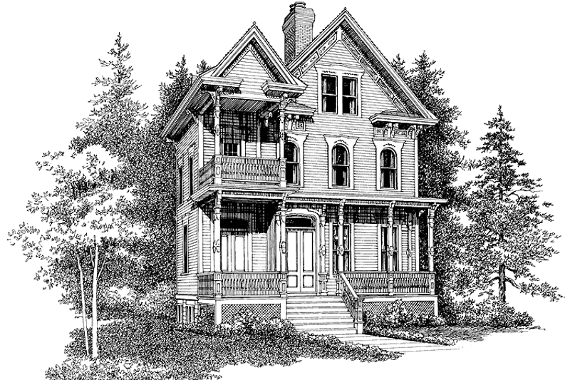 Architectural House Design - Exterior - Front Elevation 3 for Victorian House Plan #72-885 - 3 bed, 3.5 bath