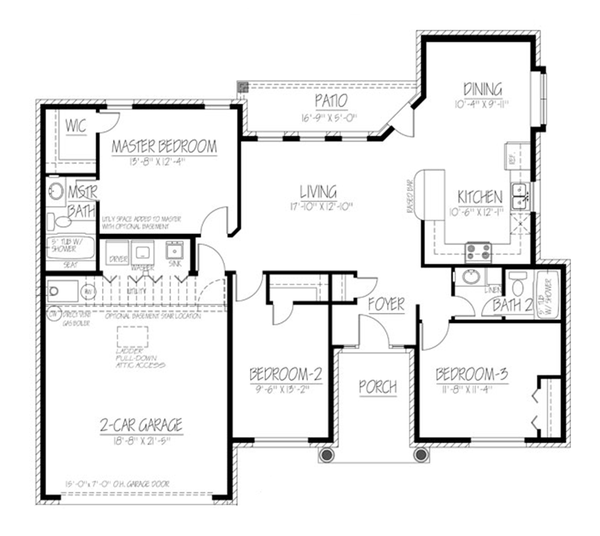 House Blueprint - Ranch Floor Plan - Main Floor Plan #1061-14