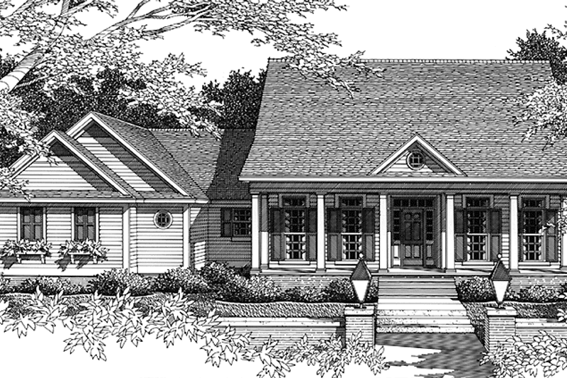 Dream House Plan - Country Exterior - Front Elevation Plan #406-9641