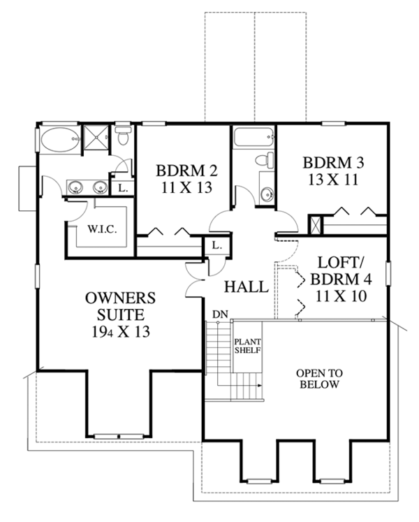 House Design - Colonial Floor Plan - Upper Floor Plan #1053-72