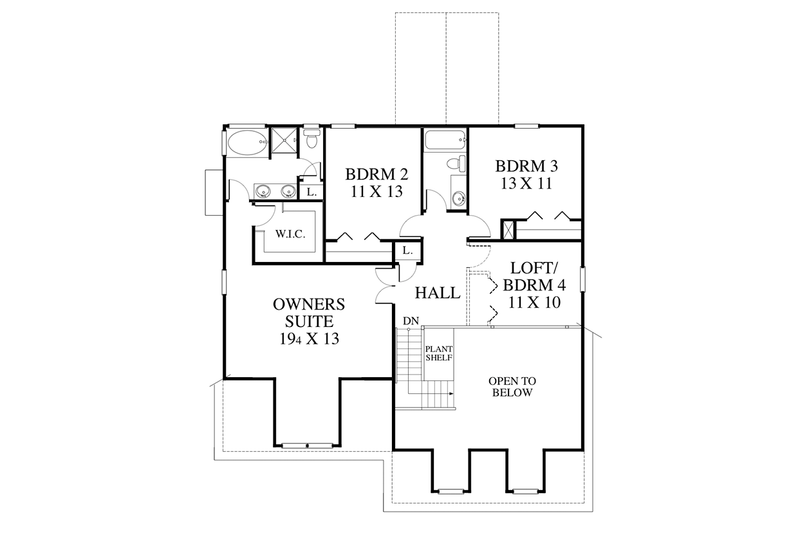 Dream House Plan - Floor Plan - Upper Floor for Colonial House Plan #1053-72 - 3 bed, 2.5 bath