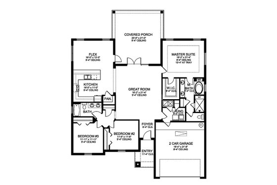 Floor Plan - Main Floor for Traditional House Plan #1058-119 - 3 bed, 2 bath