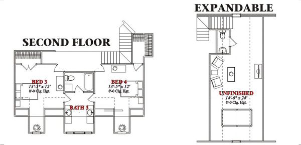 Country Floor Plan - Upper Floor Plan #63-210