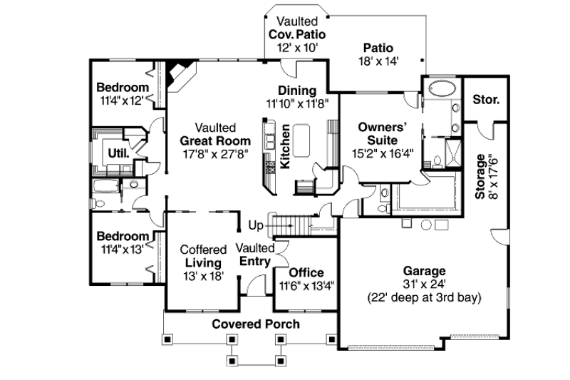 Dream House Plan - Floor Plan - Main Floor for Craftsman House Plan #124-673 - 3 bed, 3.5 bath
