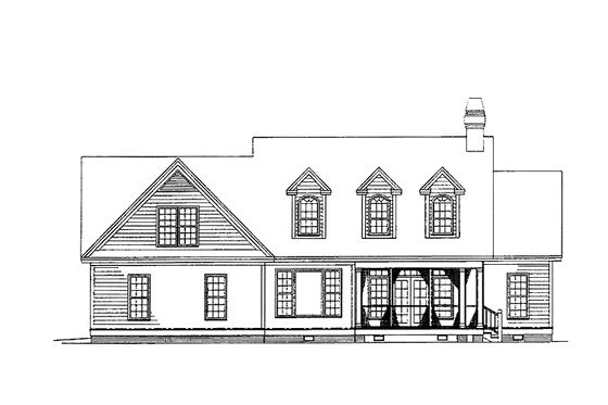 Exterior - Rear Elevation for Country House Plan #929-349 - 3 bed, 2 bath