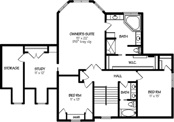 House Plan Design - European Floor Plan - Upper Floor Plan #320-1494