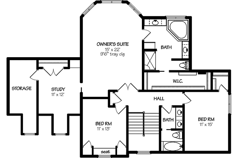 Home Plan - Floor Plan - Upper Floor for European House Plan #320-1494 - 3 bed, 2.5 bath