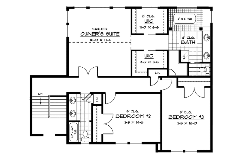 Dream House Plan - Floor Plan - Upper Floor for European House Plan #51-644 - 3 bed, 2.5 bath