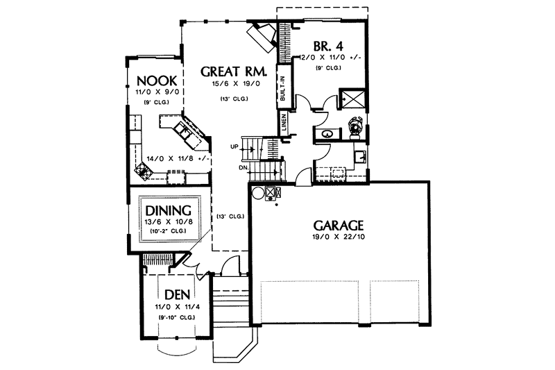 House Blueprint - Floor Plan - Main Floor for Contemporary House Plan #48-744 - 4 bed, 3 bath