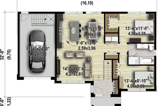 Exterior - Front Elevation 3 for Contemporary House Plan #25-4465 - 2 bed, 1 bath