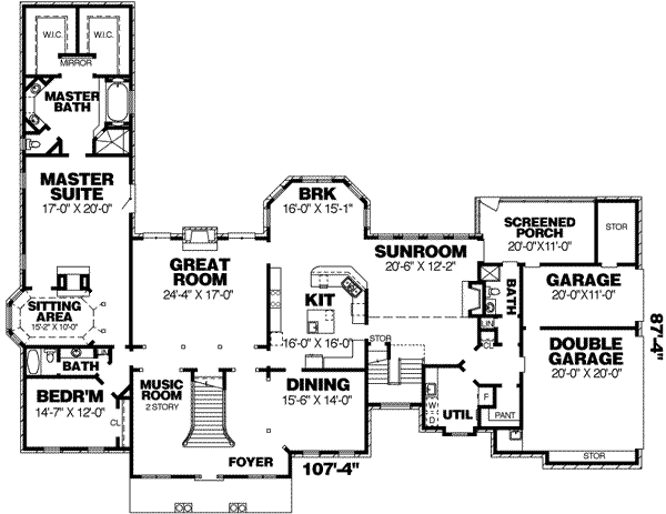 House Blueprint - Southern Floor Plan - Main Floor Plan #34-201