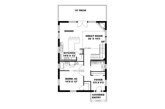 Floor Plan - Main Floor for Contemporary House Plan #117-870 - 2 bed, 2 bath