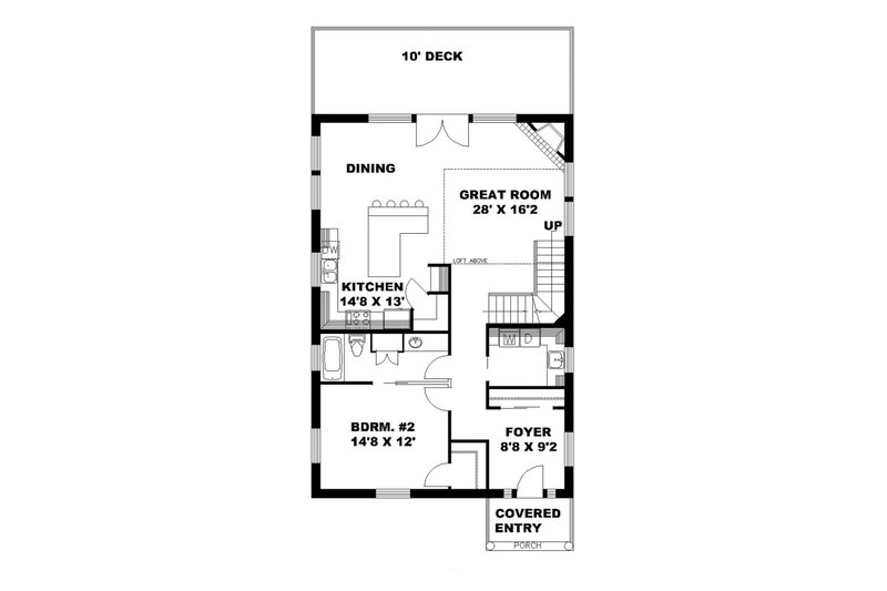 Dream House Plan - Floor Plan - Main Floor for Contemporary House Plan #117-870 - 2 bed, 2 bath