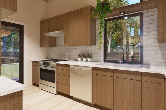 Interior - Kitchen for Modern House Plan #1105-10 - 1 bed, 1 bath