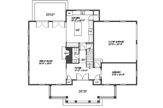 Floor Plan - Main Floor for Classical House Plan #477-7 - 4 bed, 3.5 bath