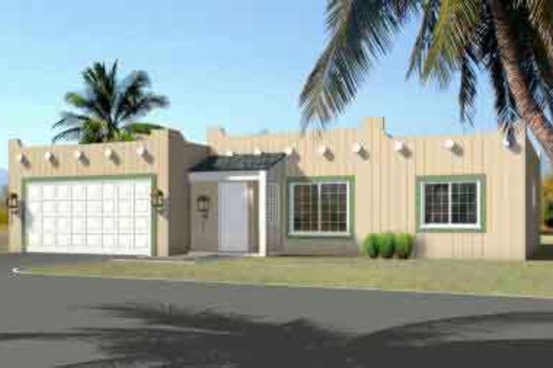 Architectural House Design - Adobe / Southwestern Exterior - Front Elevation Plan #1-255