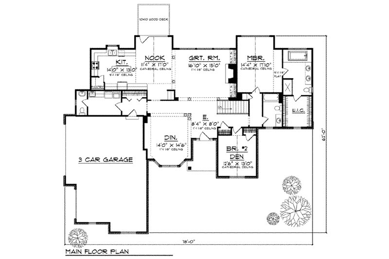 Home Plan - Floor Plan - Main Floor for European House Plan #70-796 - 4 bed, 3 bath