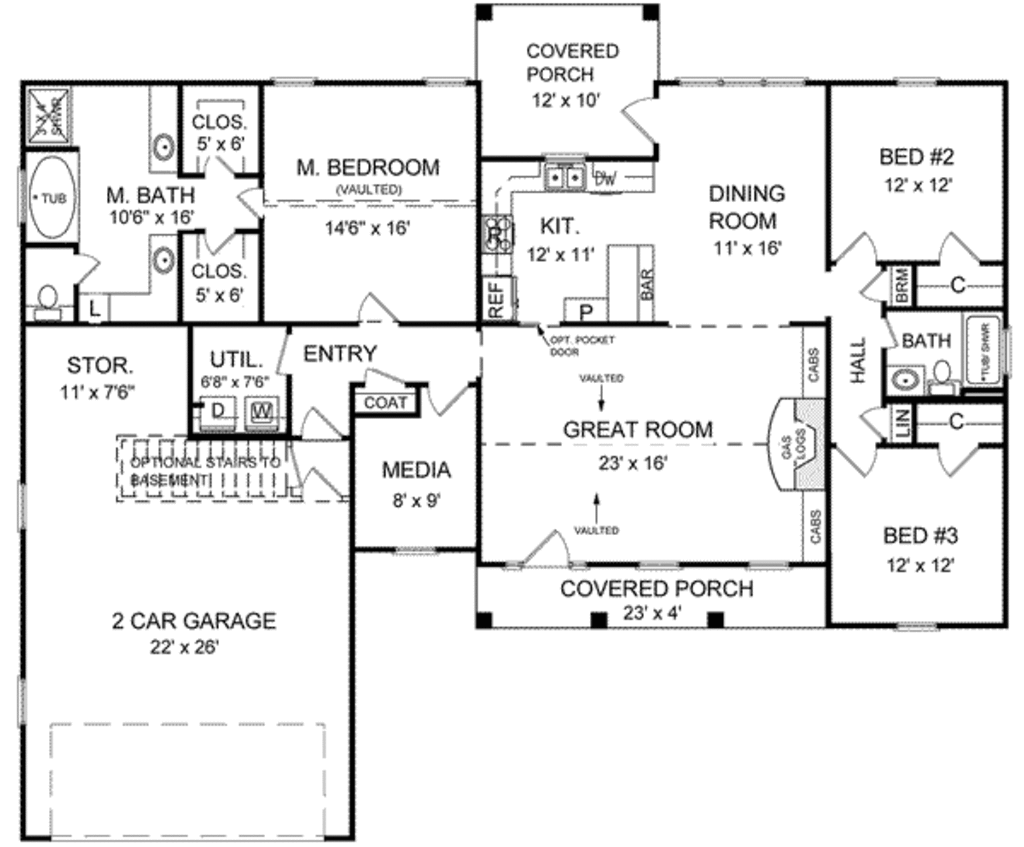 Traditional Style House Plan - 3 Beds 2 Baths 1800 Sq/Ft Plan #21-153