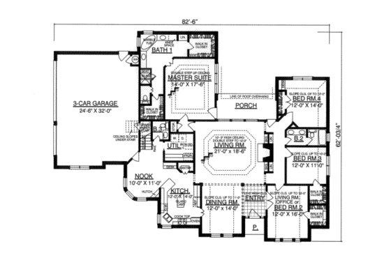 Floor Plan - Main Floor for Traditional House Plan #40-323 - 4 bed, 2.5 bath