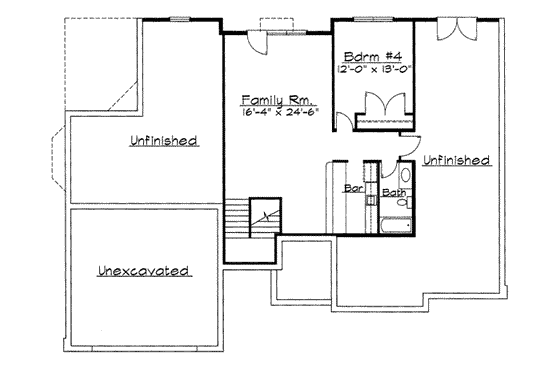 Floor Plan - Lower Floor for Traditional House Plan #31-138 - 3 bed, 2 bath