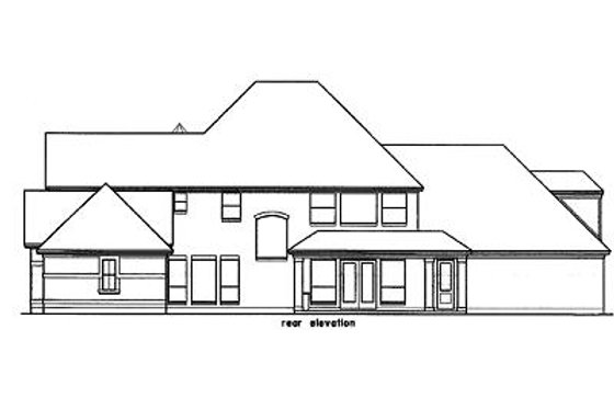 Exterior - Rear Elevation for European House Plan #411-217 - 4 bed, 4 bath