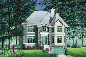 European Exterior - Front Elevation Plan #25-2007