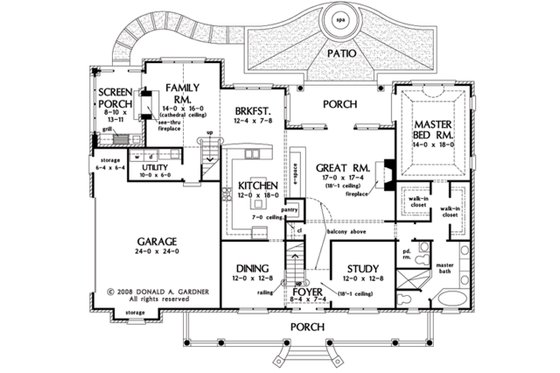 Floor Plan - Main Floor for Country House Plan #929-36 - 4 bed, 3.5 bath