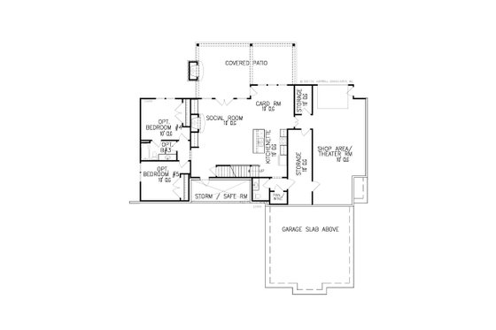 Floor Plan - Lower Floor for Farmhouse House Plan #54-546 - 3 bed, 2.5 bath